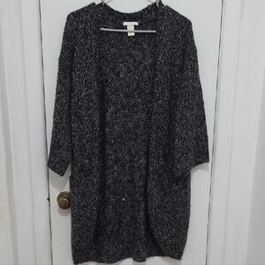 H&M Black & White Marled Open-Front Women's Cardigan